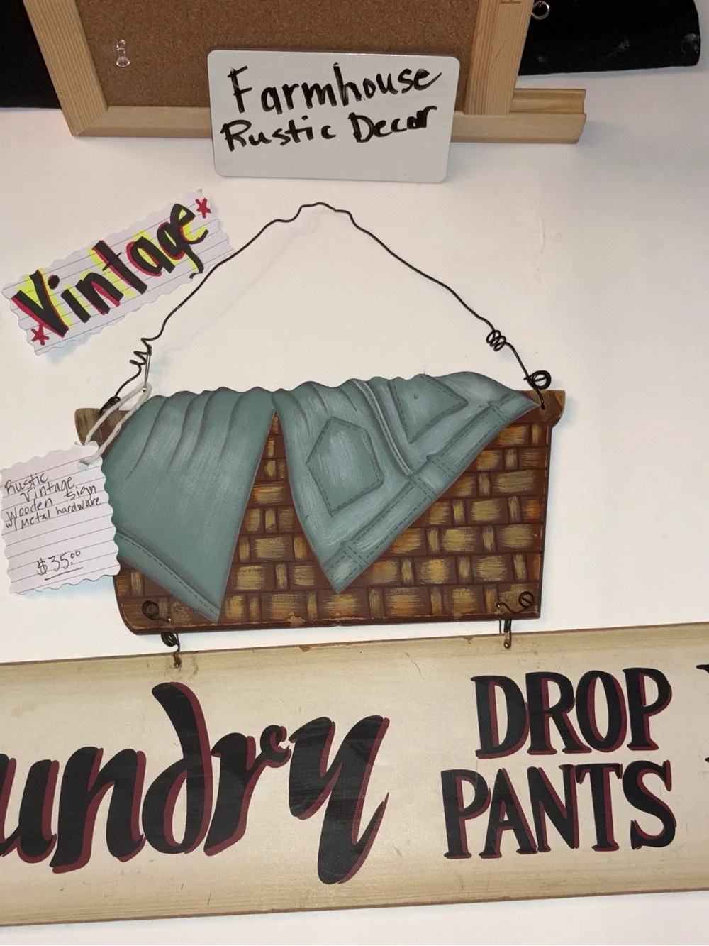 Laundry Drop Your Pants Here Wall Sign - Teal Towels
